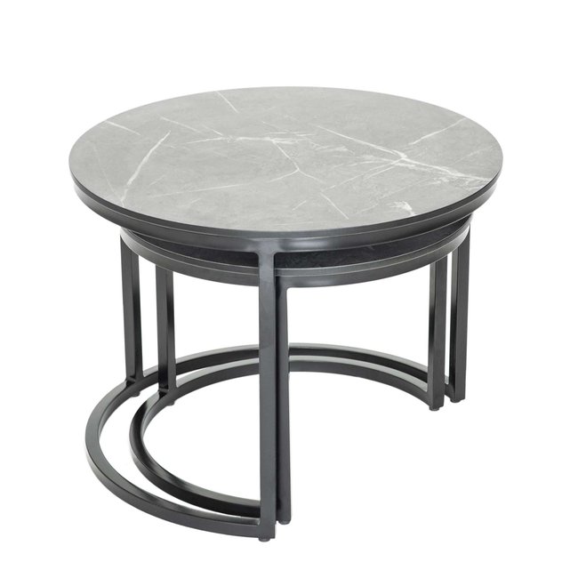 Tables basses rondes gigognes noir <span itemprop=