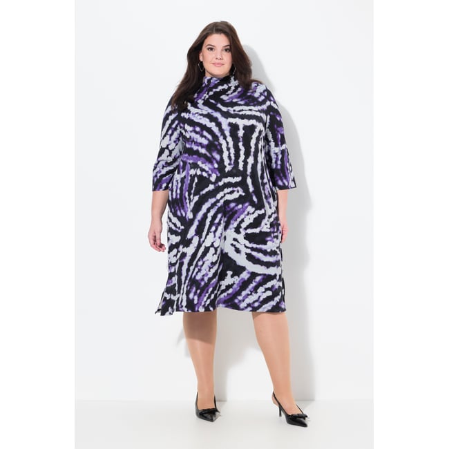 Robe en molleton point de Rome à col montant noir <span itemprop=