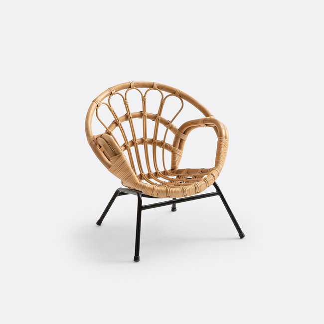 Kinder fauteuil vintage in rotan, Malu <span itemprop=