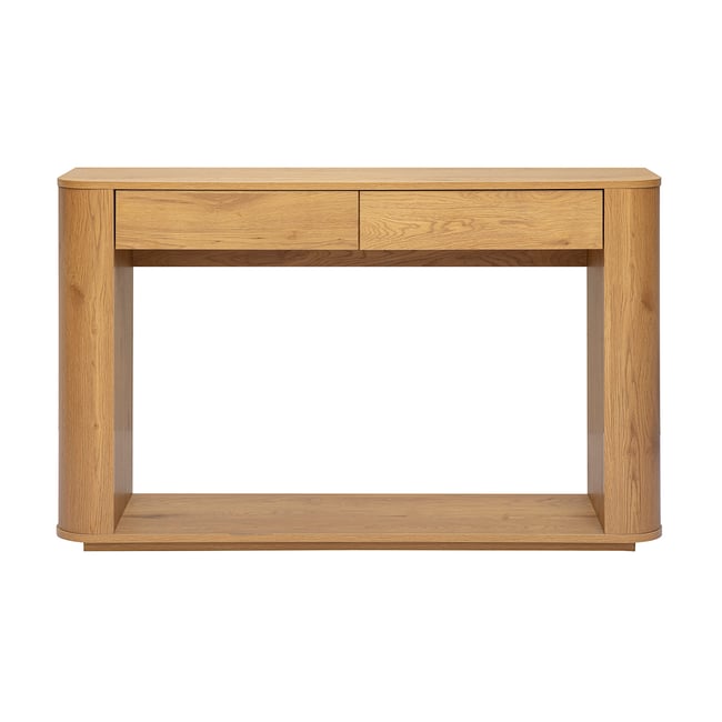 Console finition bois clair chêne 2 tiroirs L120 cm NEGAN Couleur chêne clair <span itemprop=