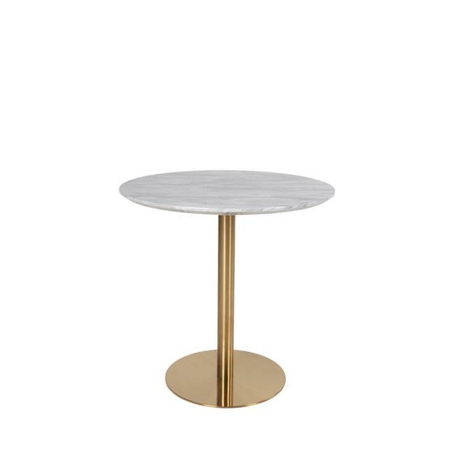 Table à manger 2 personnes ronde effet marbre- BOLZANO Couleur blanc <span itemprop=