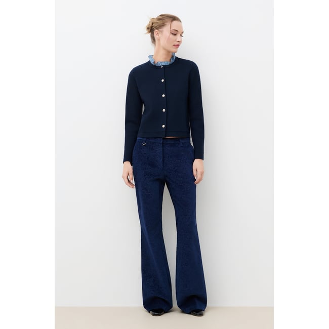 Pantalon large effet velours PCONNOR bleu marine <span itemprop=