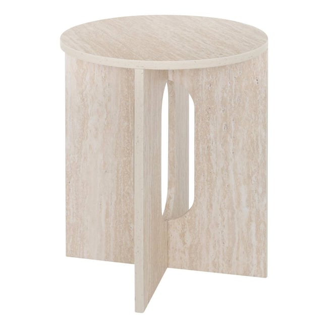 Table d’appoint ronde pieds croisés en bois ANAYA Couleur beige <span itemprop=