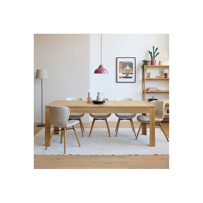 Table à allonges centrales bois chêne clair massif L200/280 - BOSTON Couleur bois clair <span itemprop=