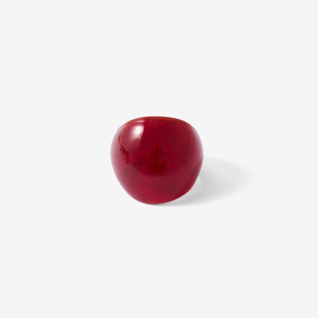 Grosse bague en verre bordeaux bordeaux <span itemprop=