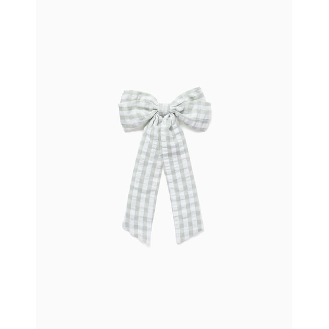 Barrette à cheveux avec nœud Vichy B&S vert clair <span itemprop=