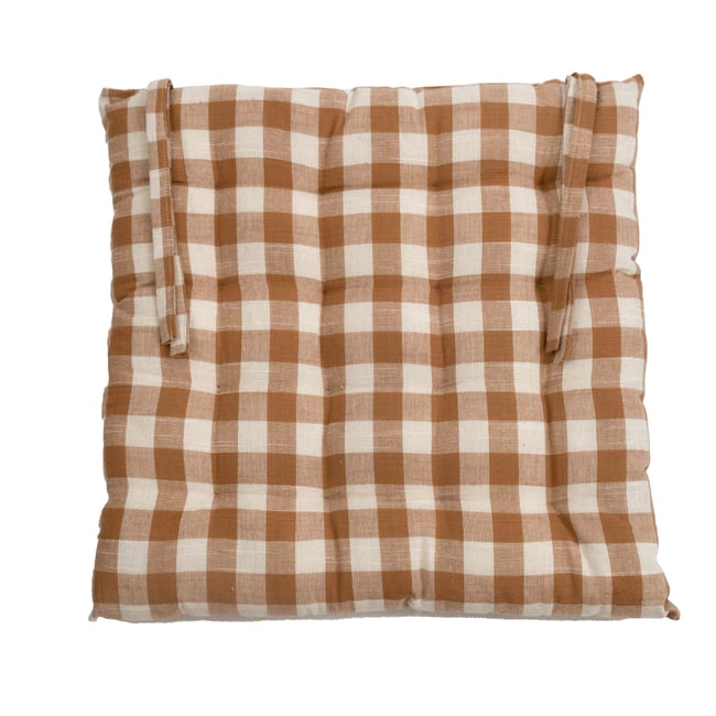 Galette de chaise vichy marron brun <span itemprop=