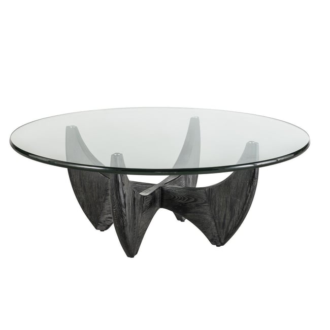 Table basse ronde en chêne massif D.100cm - HARPER Couleur v002228 <span itemprop=