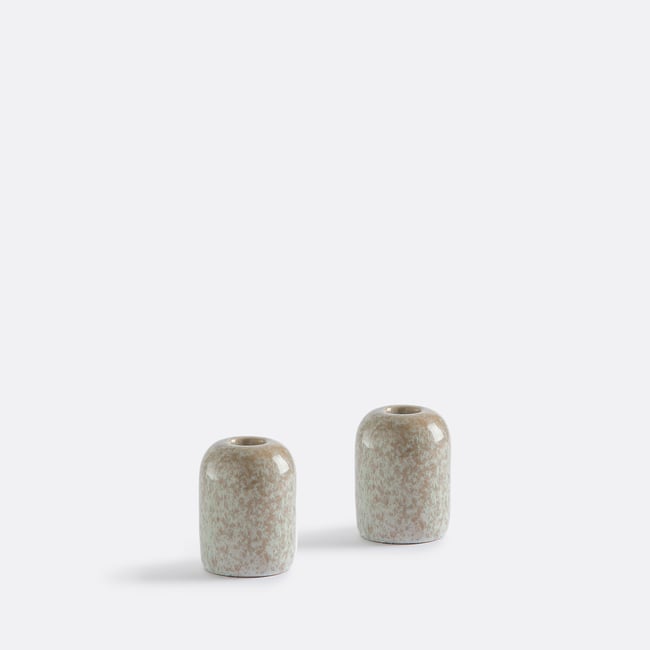 Reactive Enamel Candle Holders, Set of 2, Alta, beige, LA REDOUTE INTERIEURS