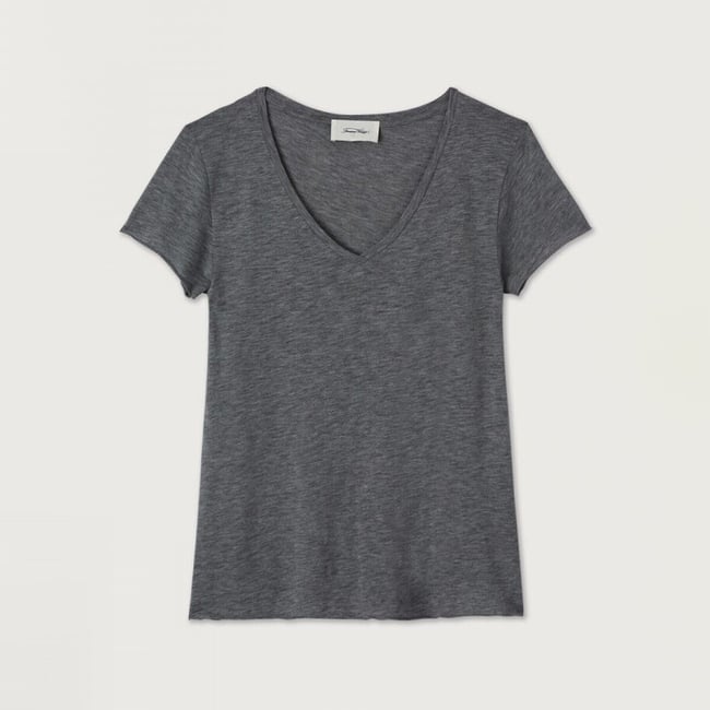 Tee shirt col v manches courtes JACKSONVILLE anthracite chiné <span itemprop=