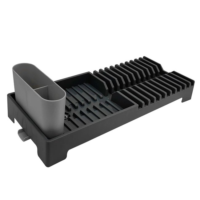 Dish Drying Rack with Cutlery Holder, grey, TOWER