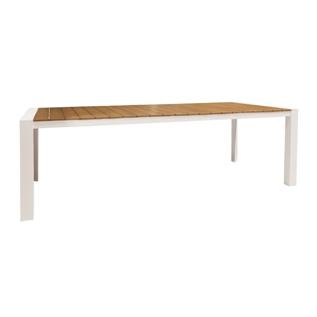 Table d'extérieur en polywood et aluminium Couleur blanc <span itemprop=