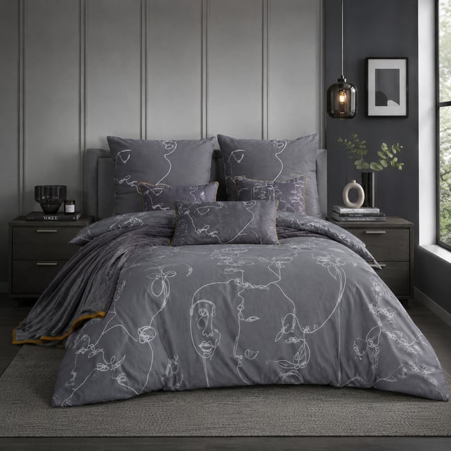 Parure housse de couette imprimée coton avec taie(s), Nymphea multicolore <span itemprop=