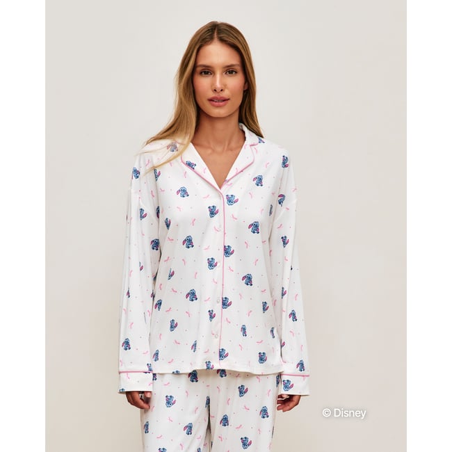 Chemise en jersey côtelé Stitch COMFYSTITCHIZ blanc <span itemprop=
