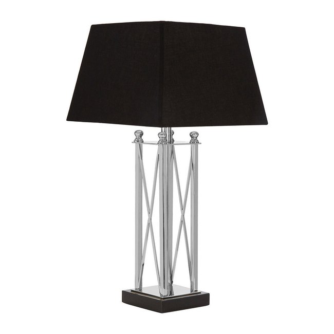 Square Granite and Silver Cross Detail Table Lamp, silver-coloured, SO'HOME