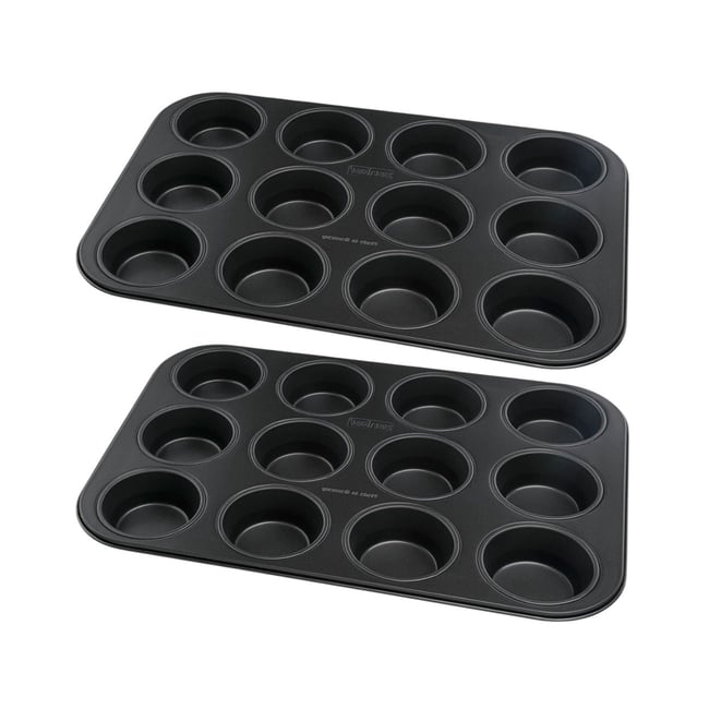 Lot de 2 moules à gâteaux 38,5/26,5/3 cm Black metallic Black noir <span itemprop=