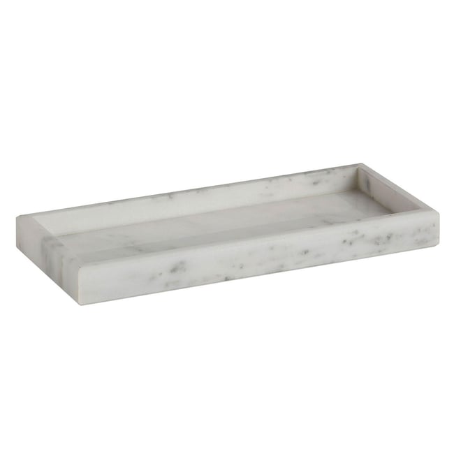 Plateau de présentation salle de Bain marbre blanc 30x13x3cm Couleur blanc <span itemprop=