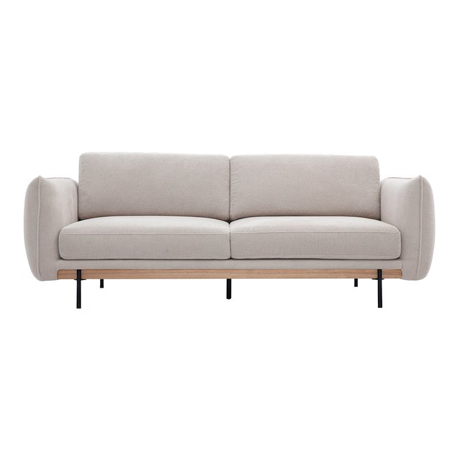 Canapé design 3 places en tissu chenille beige et métal noir TODD Couleur beige <span itemprop=