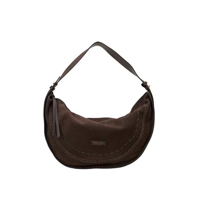 Sac à bandoulière en cuir velours doux marron foncé <span itemprop=