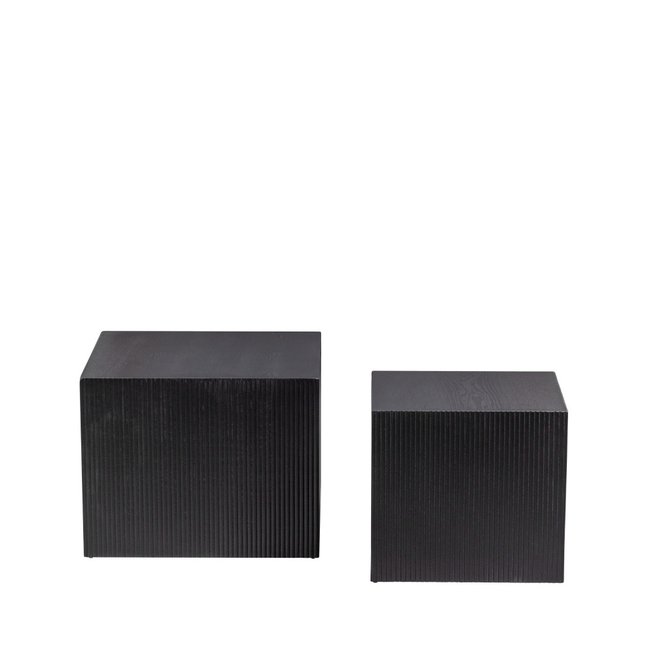 2 tables basses carrées en bois - SANNE Couleur noir <span itemprop=