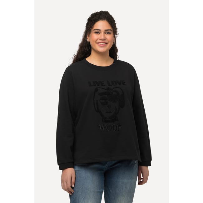 Sweat-shirt à col rond et manches longues noir <span itemprop=