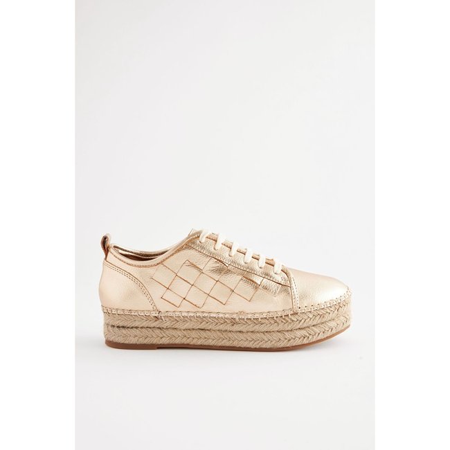 Baskets effet tressé à plateforme espadrille doré <span itemprop=