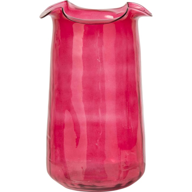 Vase cylindre ondulé en verre Couleur fuchsia <span itemprop=