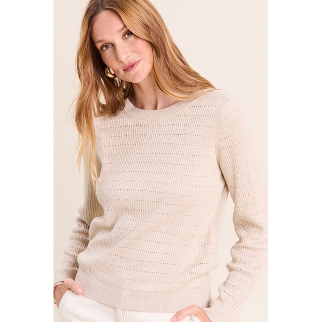 Pull manches longues col rond brillant couleur or <span itemprop=