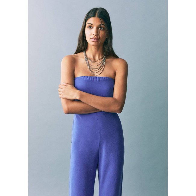 Combi-pantalon bustier bleu électrique <span itemprop=