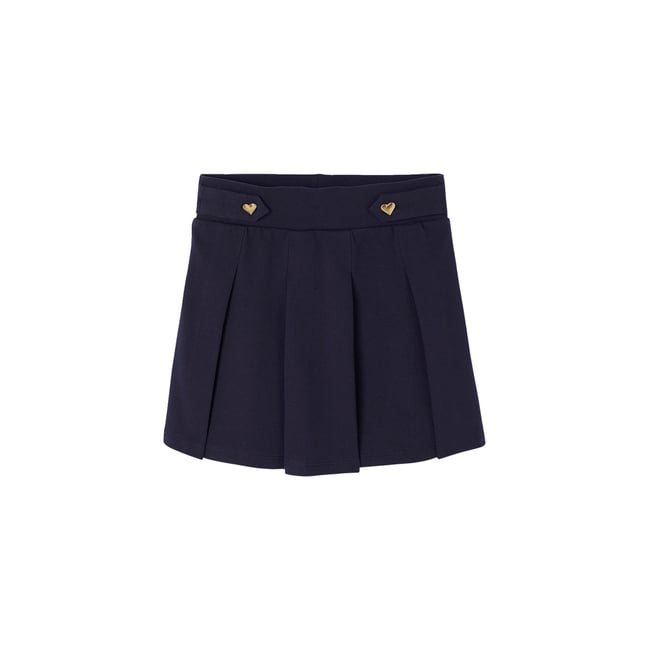 Jupe plissée en maille piquée marine <span itemprop=
