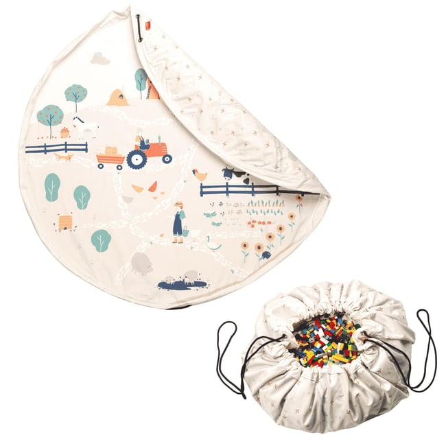 play&go - tapis de jeu & sac à jouets - farm multicolor <span itemprop=