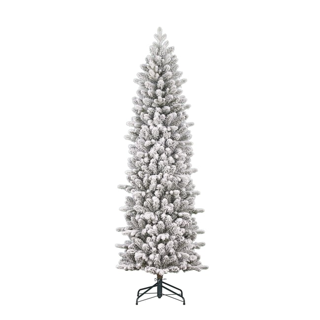 Sapin de Noël artificiel étroit et enneigé H230 cm HARMA Couleur vert <span itemprop=