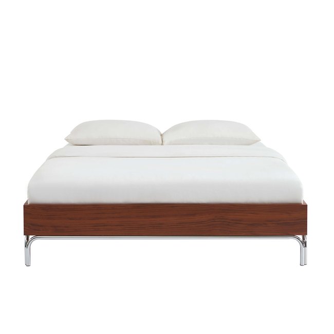 Lit en acier MAGGY Couleur noyer <span itemprop=