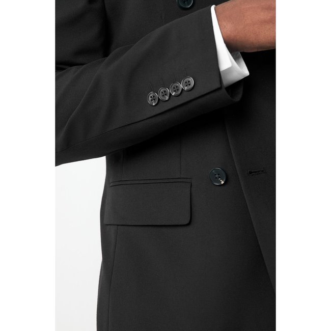 Veste de costume à deux boutons noir <span itemprop=