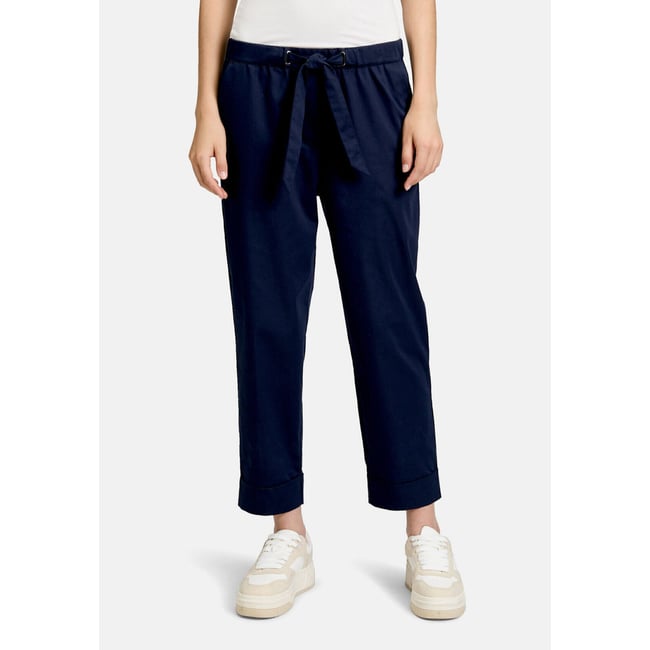 Pantalon casual à taille élastique navy blue <span itemprop=