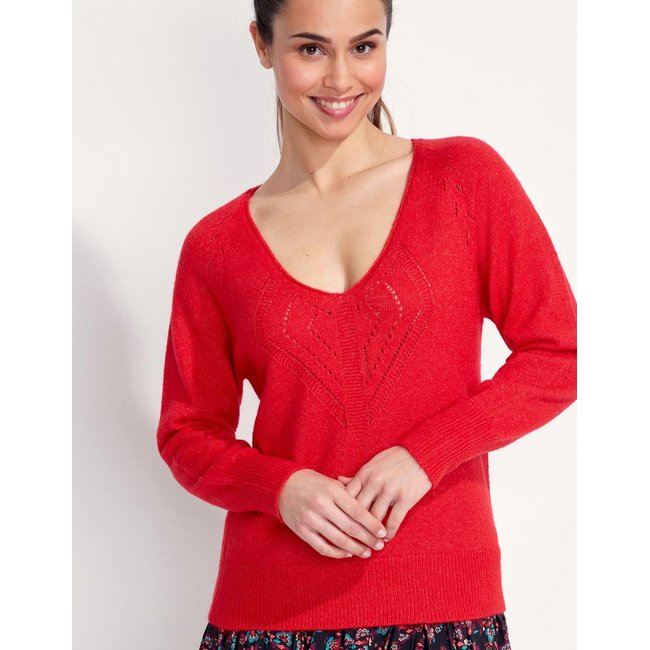 Pull col V en maille NANDI - LA FIANCÉE