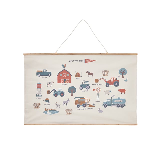 Carte d'apprentissage engins de ferme Couleur rouge <span itemprop=