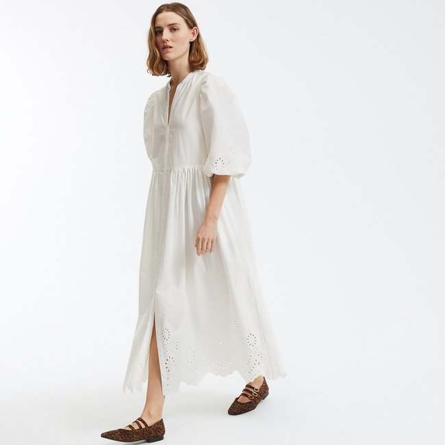 Robe évasée, longue, broderie anglaise - LA REDOUTE COLLECTIONS