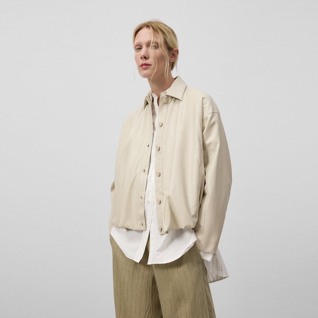 Blouson bomber en simili cuir pierre <span itemprop=