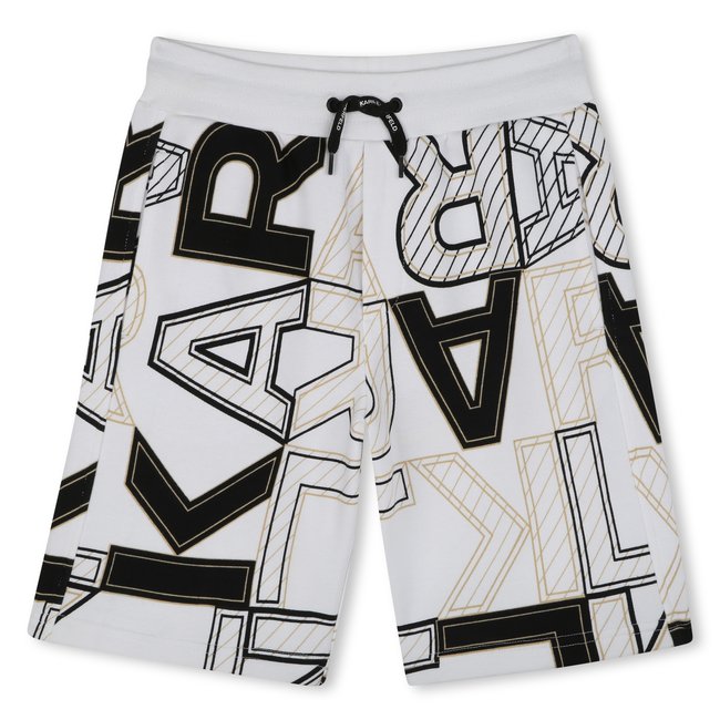 Bermuda imprimé en coton blanc noir <span itemprop=
