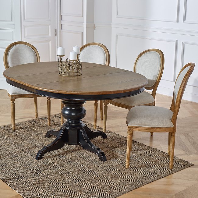 Table Ronde Extensible Pour 6 À 10 Pers Bois Blanc - Manoir Interior's