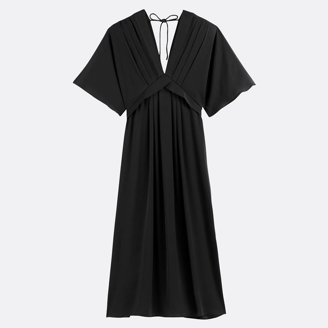 Robe longue évasée, col V, manches aux coudes - LA REDOUTE COLLECTIONS