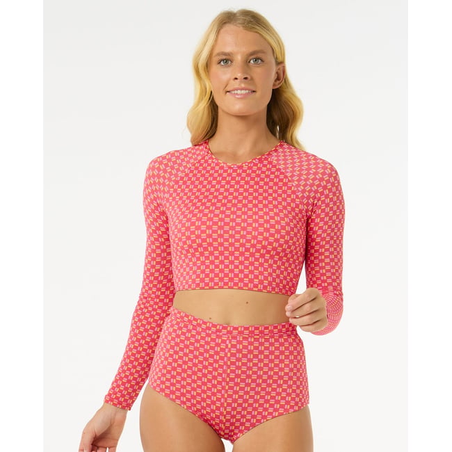 Maillot de bain SHELL COVE CROP RASHVEST red - rouge <span itemprop=