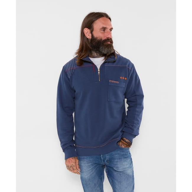 Sweat Col Cheminée Décontracté Personnalisé bleu <span itemprop=