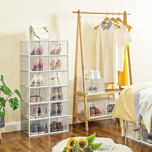 20 Boîtes à Chaussures Empilables En Plastique Transparent - Organisation Rangement Maison