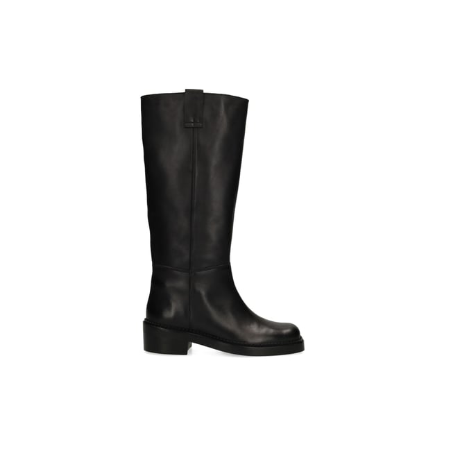 Bottes hautes en cuir noir <span itemprop=