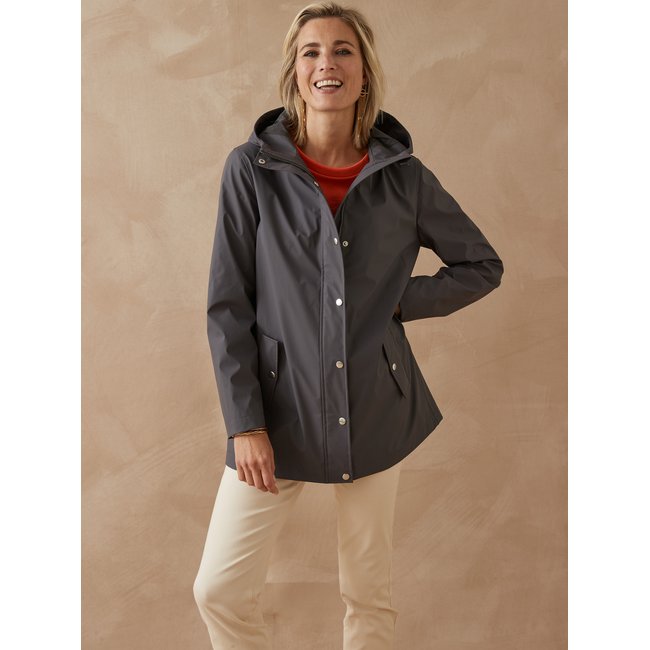 Parka imperméable avec capuche gris anthracite <span itemprop=