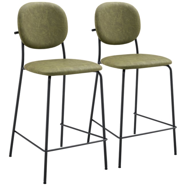 Tabourets de bar en simili, lot de 2, Edmond, EDMOND - HAPPY GARDEN