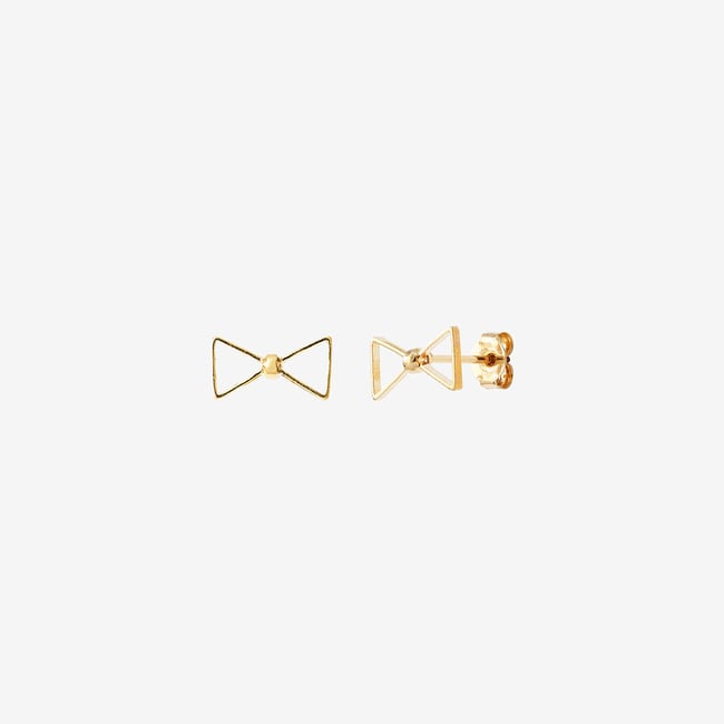 Boucles d'oreilles dorées puce - nœud pap doré <span itemprop=