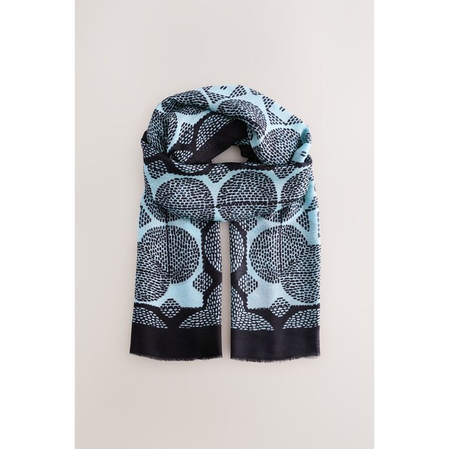 Foulard léger contenant de la soie polka bleu <span itemprop=